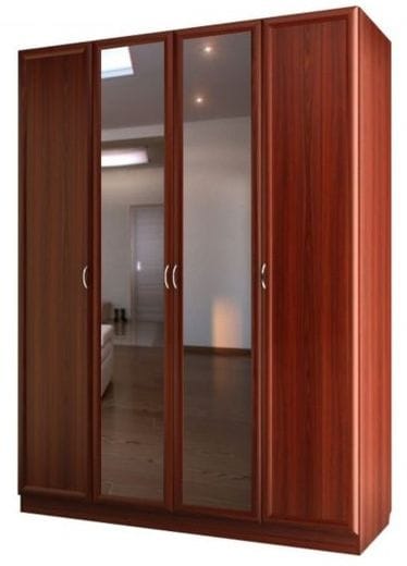 Шкаф для платья и белья 4-х дверный с 2-мя зеркалами С 400/1 М
